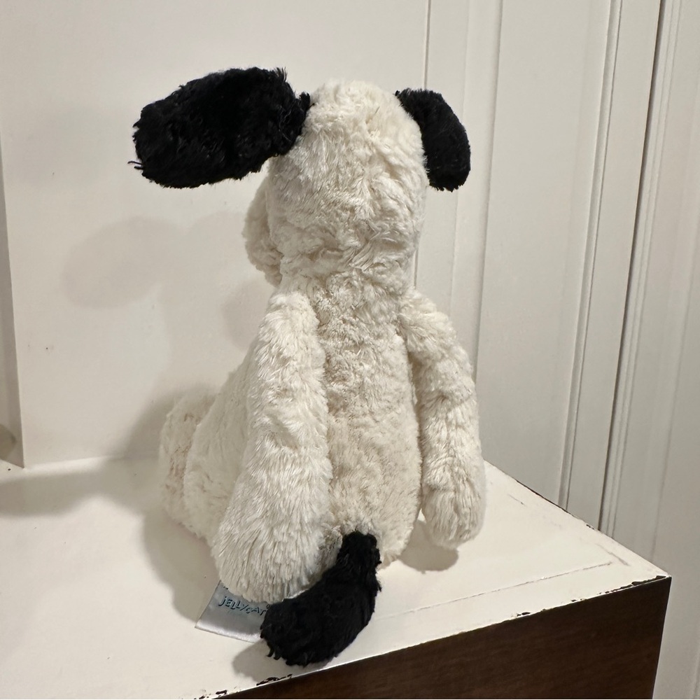 Jellycat London Bashful Puppy Black & Cream Plush Stuffed Animal Medium 12” - Picture 4 of 8